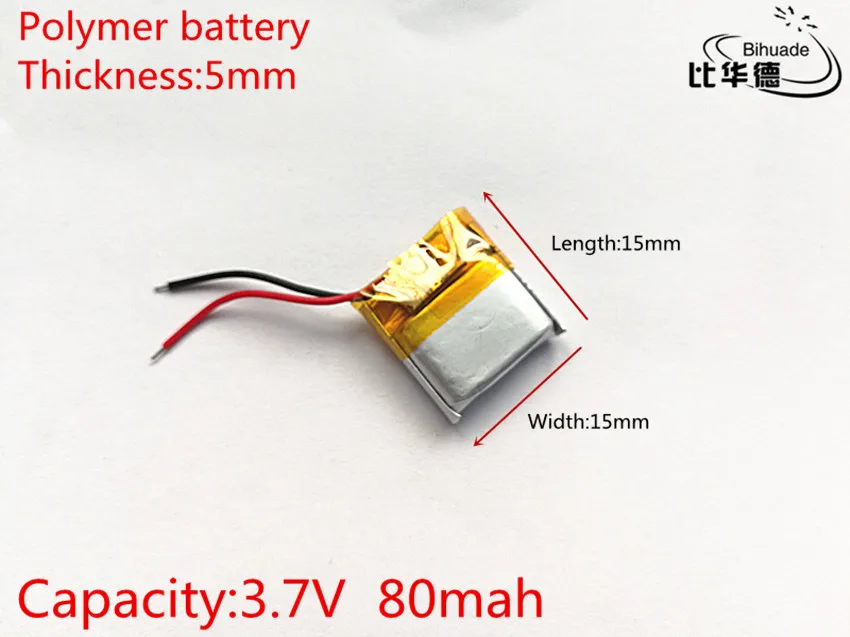 3.7V 80mAh 501515 Lithium Polymer LiPo Rechargeable Battery ion cells For Mp3 Mp4 Mp5 DIY PAD DVD E-book bluetooth headset lithium ion battery