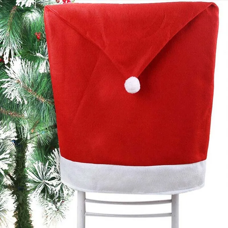 

1PCS Christmas Day Decoration Santa Red Hat Chair Back Cover Dinner Table Party Large Sack Stocking Santa Claus Xmas Gifts