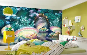 

Custom photo Non-woven mural 3d wallpapers for living room Submarine Mermaid decoration painting 3d wall murals wallpaper