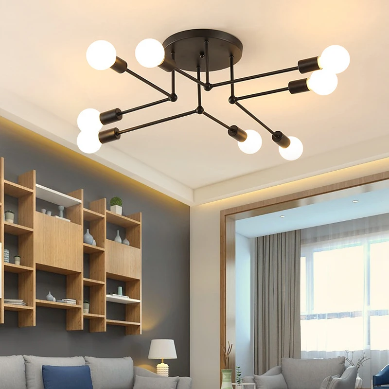 

Creative Minimalist 6/8 Heads E27 Ceiling Lamp Retro Industrial Wind art Pipe Wrought Iron Ceiling Light for Home Restaurant