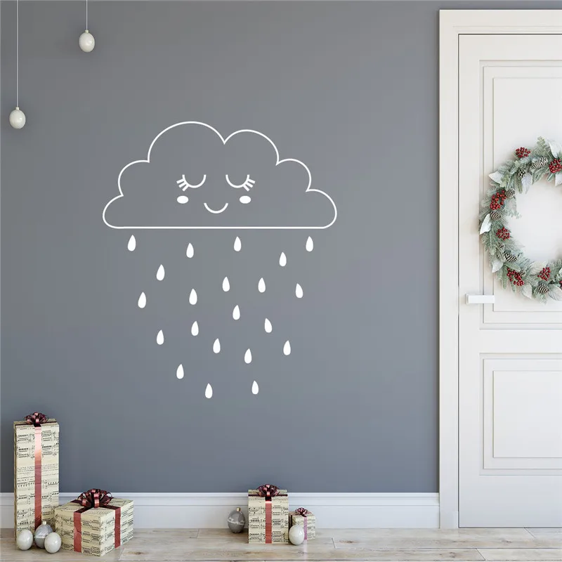 Звезды, облака, капли дождя, настенные наклейки для детской комнаты, декоративные виниловые наклейки для детской комнаты