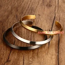 New Top Quality Brand Design Stainless Steel Round Bracelets Silver/Gold/Black Womens Jewelry Cuff Bangle 6mm Bracelet