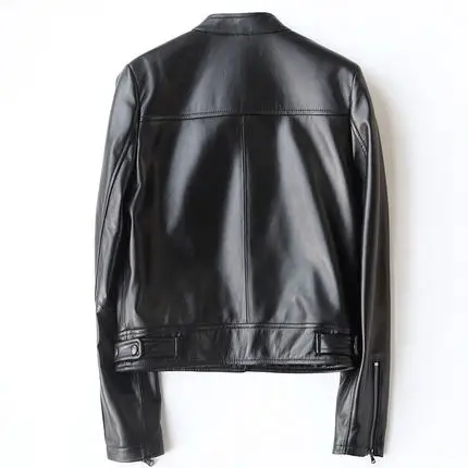 Moto Vestes Noir Hh924 Peau Pour Kmetram Court Femmes Punk Black 2018 Style De Printemps Veste Véritable Manteau 100En Automne Mouton Cuir m0ONPwv8ny