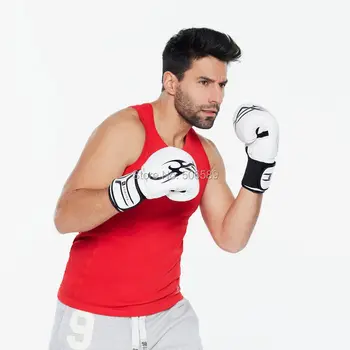 

free shipping adult's boxing gloves elementary white and red fkt 180