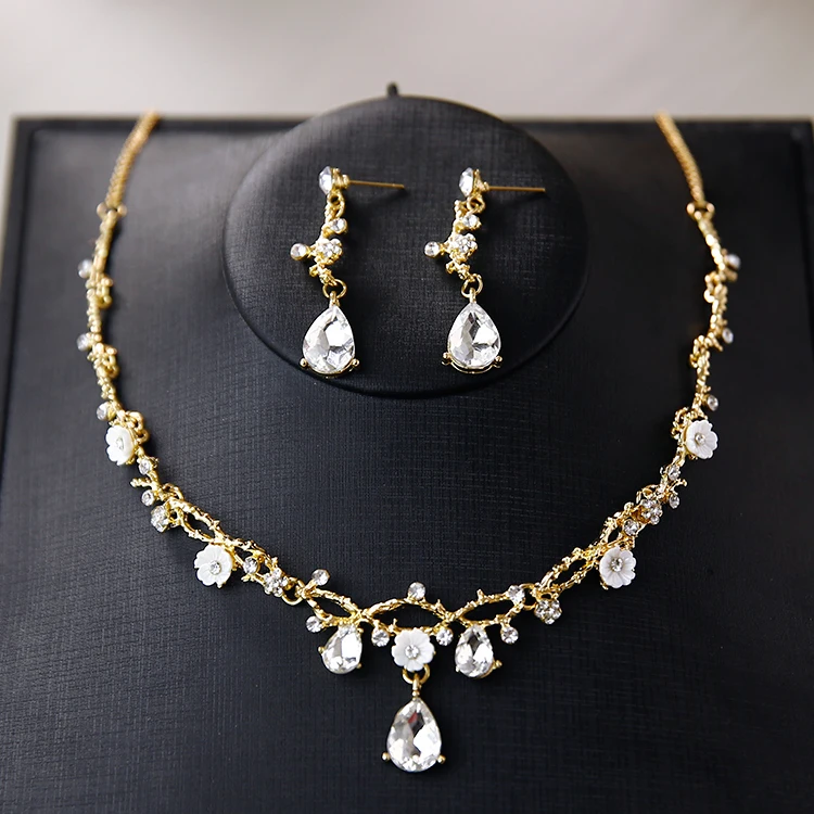 Wedding Sets for Women Bling Bride Hair Accessories Tiaras Earrings Necklace Wedding Jewelry Sets (2)