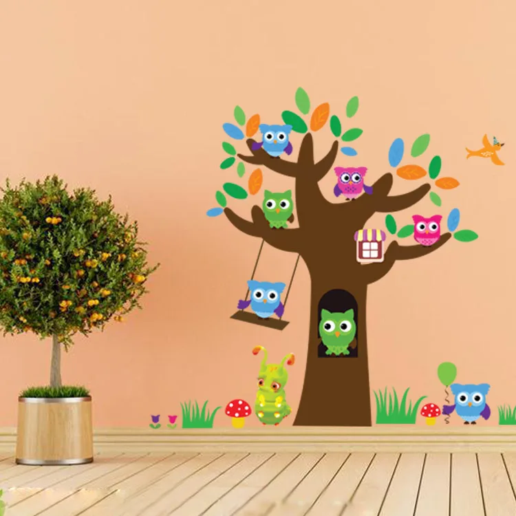 

New owl tree swing swing kindergarten children's room decoration wall stickers decorative arts decoration CQ-094