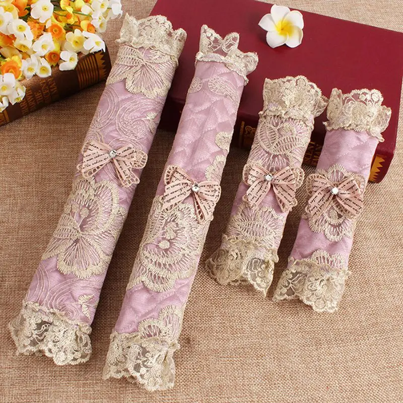 

2019 Hot Sale 2pcs Refrigerator Handle Covers Fridge Door Handle Covers Embroidered Lace Fridge Handle Covering Door Knob Cover