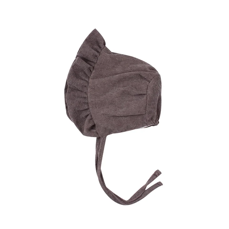 Corduroy Baby Beanie Hat Cute Princess Girls Cap Spring Autumn Lace Up Infant Beanie Sun Cap 3-12 Months Baby Girls Clothing (11)