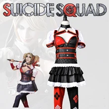 The Arkham Asylum for the Criminally Insane Suicide Squad Harley Quinn cosplay costume PU dress uniform Customize Any sizes Ful
