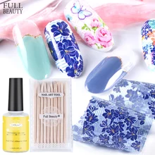 10 шт. голограф Фольга для ногтей комплект цветы переводные наклейки Полный Обертывания быстрая художественная пленка Дизайн ногтя маникюрные наклейки CH787-2