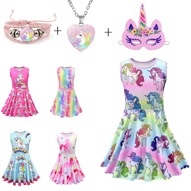 

2019 Baby Girls Sleeveless Unicorn Costume Kids Children Party Dresses Clothes Kids Princess Dress Vestido Headband Lol dress