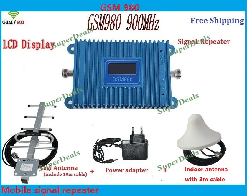 

LCD display!!!GSM980 full set! GSM 900mhz mobile phone SIGNABL BOOSTER repeater, cell phone signal amplifier with antenna cable