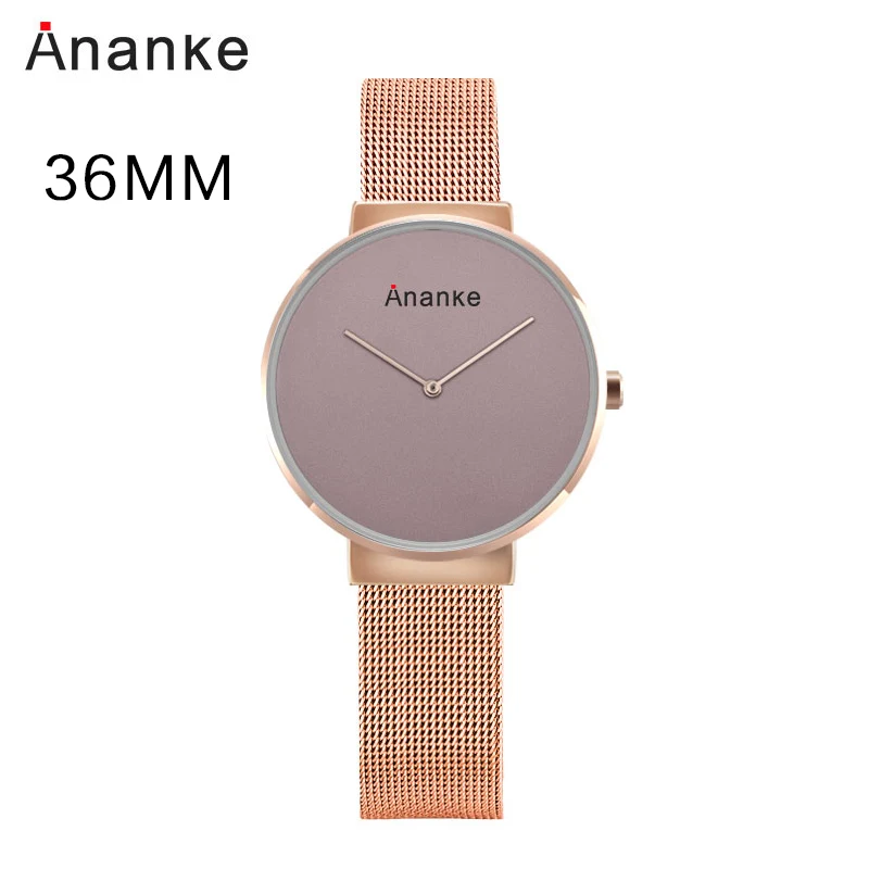 Ananke Fashion Simple Watch Women Stainless Steel Strap Quartz Waterproof Clock Top Brand Luxury Lovers Watch Female Version