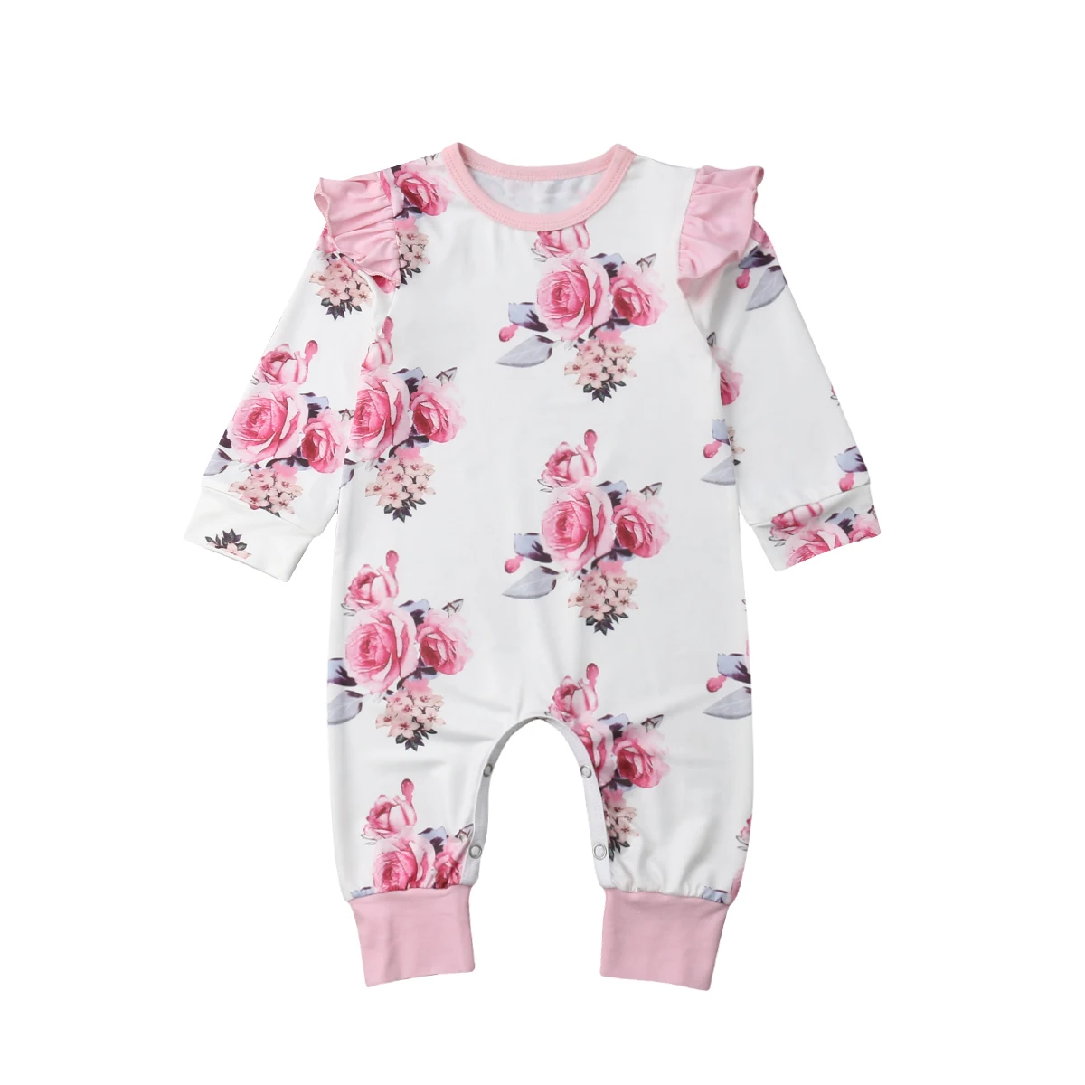 Брендовый комбинезон с длинными рукавами и цветочным принтом для новорожденных девочек, молочный шелк, Размер 0-18 мес