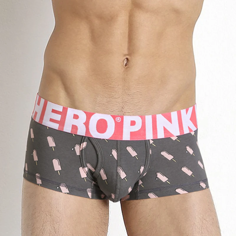 PINK HERO Men Breathable Underwear Cotton Boxer Shorts Underpants Soft Sexy Male Pant Men Seamless Cartoon Panties Shorts Man