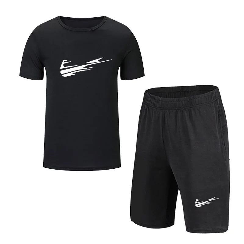 

Quick Dry Summer Men's Running Sets Printed Clothes Shorts+T-shirts 2pcs/set GYM Tights Sports Men Compression Sportswear Suits