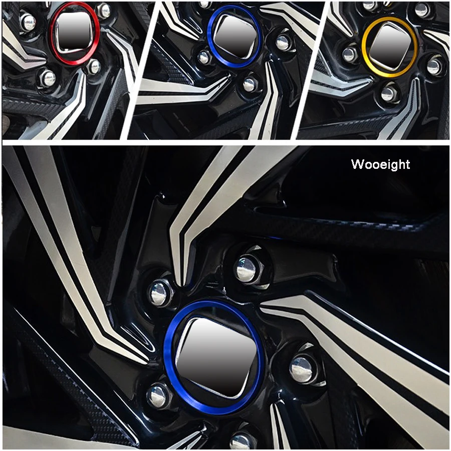 4Pcs Aluminum Alloy Wheel Center Hub Ring Decorative Decals Cover Trim Fit For Honda Civic 2016 2017 Red  Blue  Gold (4)