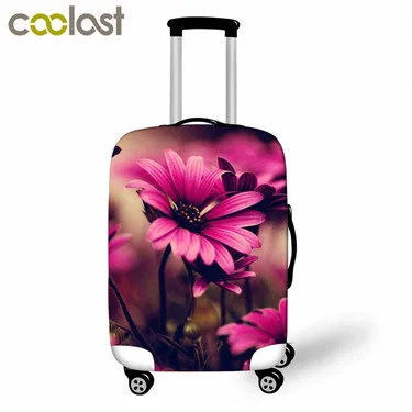 Чехол для багажа с объемным цветочным принтом, Пылезащитная сумка для путешествий 18-32 дюймов, розовые Защитные чехлы для чемодана, портативные аксессуары для путешествий