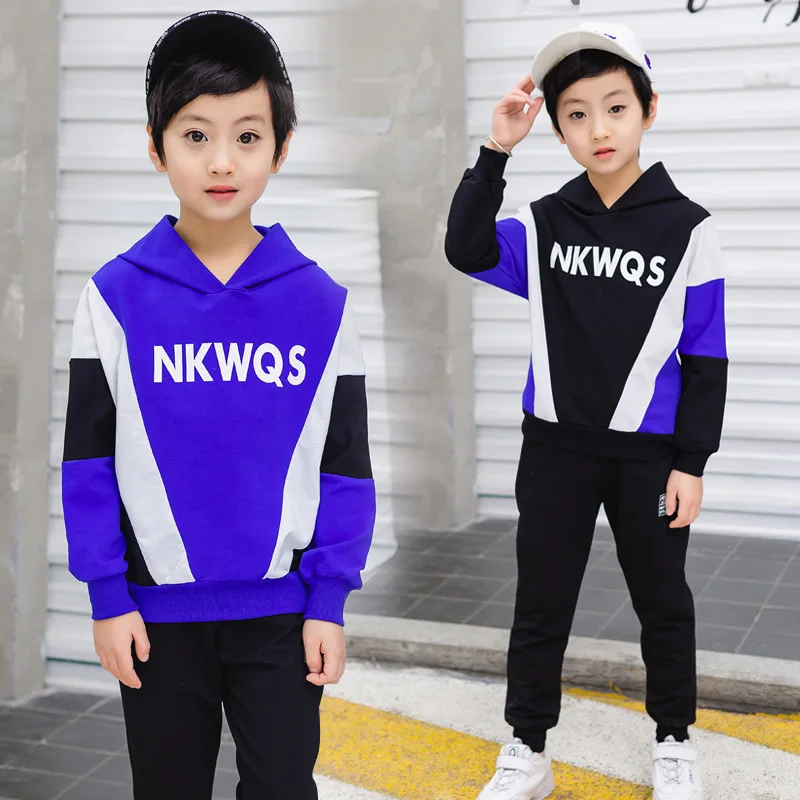 

Children's clothing spring and autumn set 2019 new cotton letter hooded sweater + pants long-sleeved boy clothes