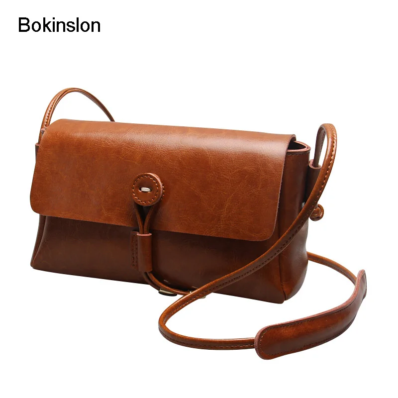 

Bokinslon Women Handbag Cow Split Leather Fashion Lady Small Bags Solid Color Popular Handbags Women Bags
