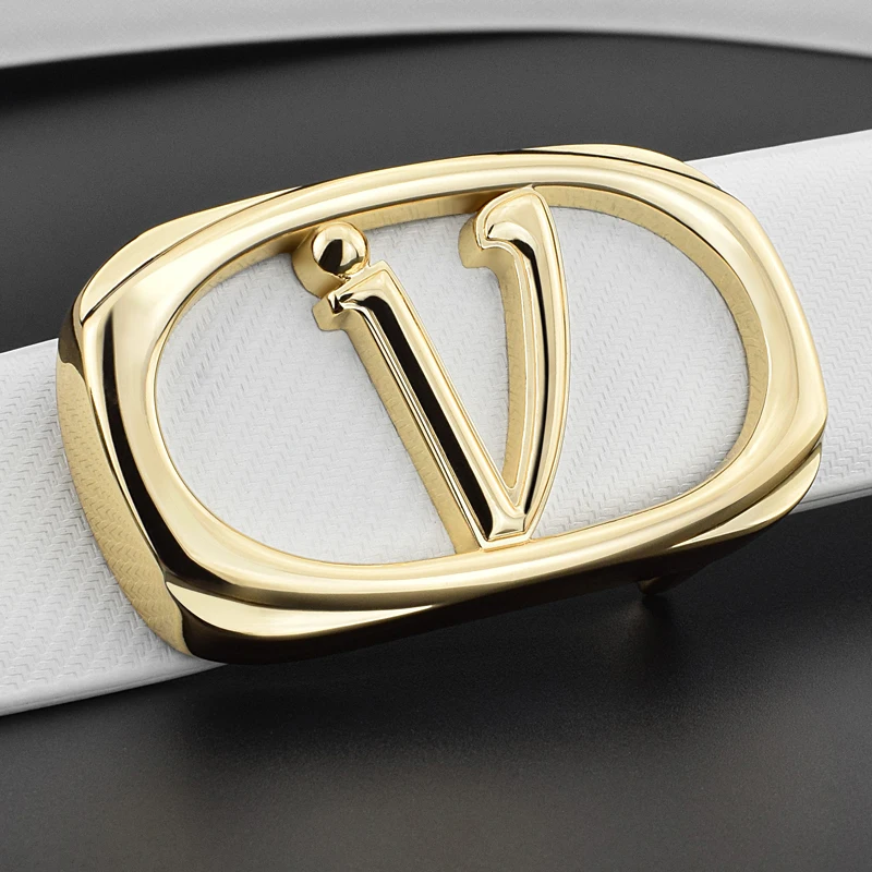 

High quality fashion V buckle men designers belt luxury brand genuine leather corset belt cowhide jeans white cinto masculino
