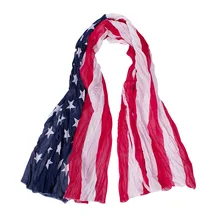 2017 New Fashion Design Women Silk Summer Shawl Scarf The American Flag Star  Female Long Chiffon 140*90cm