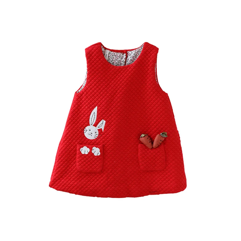 Newborn Autumn Rabbit And Carrot Appliques Baby Girls Infant Dress&clothes Kids Party Birthday