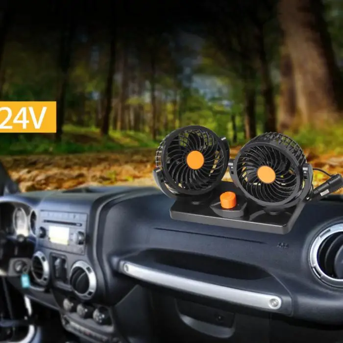 12V/24V Double Ventilator Car Ventilator Fan for Caravan Car with Cigarette Lighter NJ88