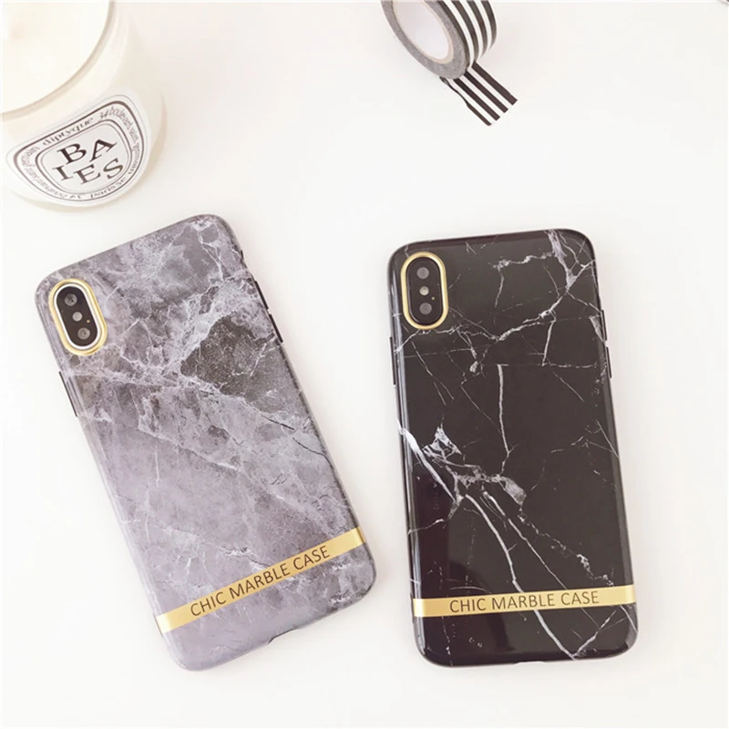 Aoweziic Korean marble For iphone X XS MAX XR mobile phone shell personality soft shell silica gel 7PLus 8plus lovers 6S shell