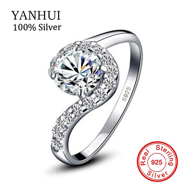 YANHUI Fashion S925 Stamped Real 925 Sterling Silver Ring Fine Jewelry