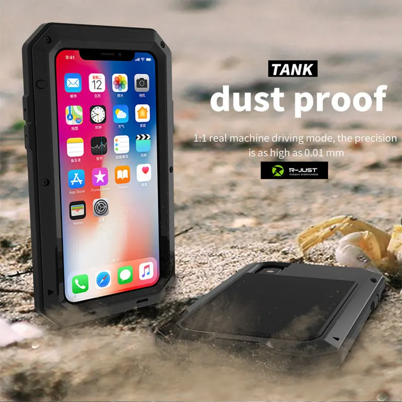 De lujo de Doom de la armadura de Metal de aluminio del teléfono del caso para iPhone XS MAX XR 6X6 S 7 8 Plus 5S iPhone 5 5C 4S de cuerpo completo de la cubierta a prueba de golpes a prueba Fundas