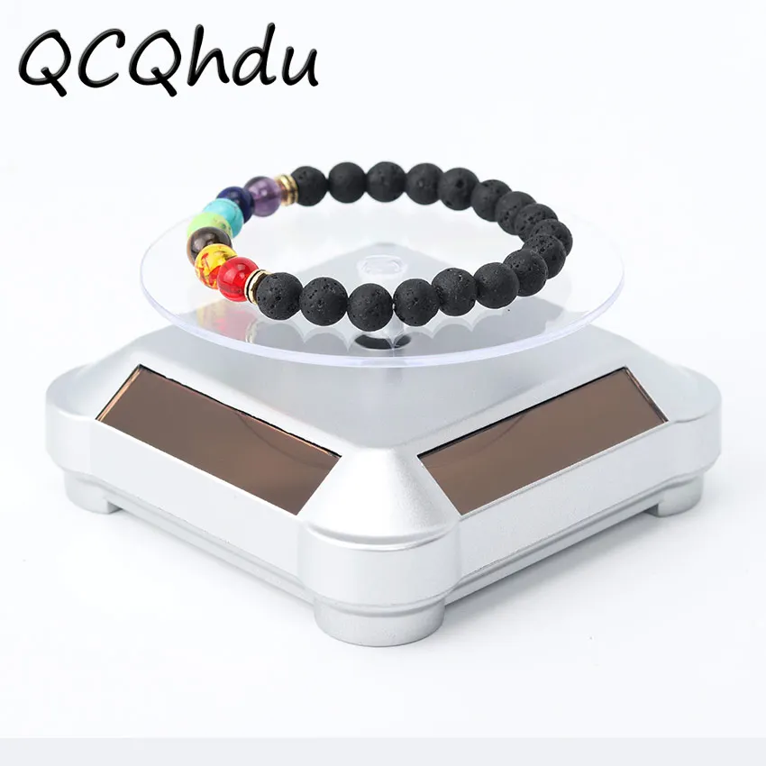 Solar Showcase 360 Turntable Rotating Jewelry Watch Ring Phone Stand Display Jewelry Organizer Hard Display Stand 4 Colors