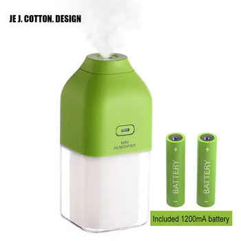 

1200MA Rechargeable Ultrasonic Air Humidifier for Home Car Aroma Essential Oil Diffuser Mist Maker Fogger with LED Night Light