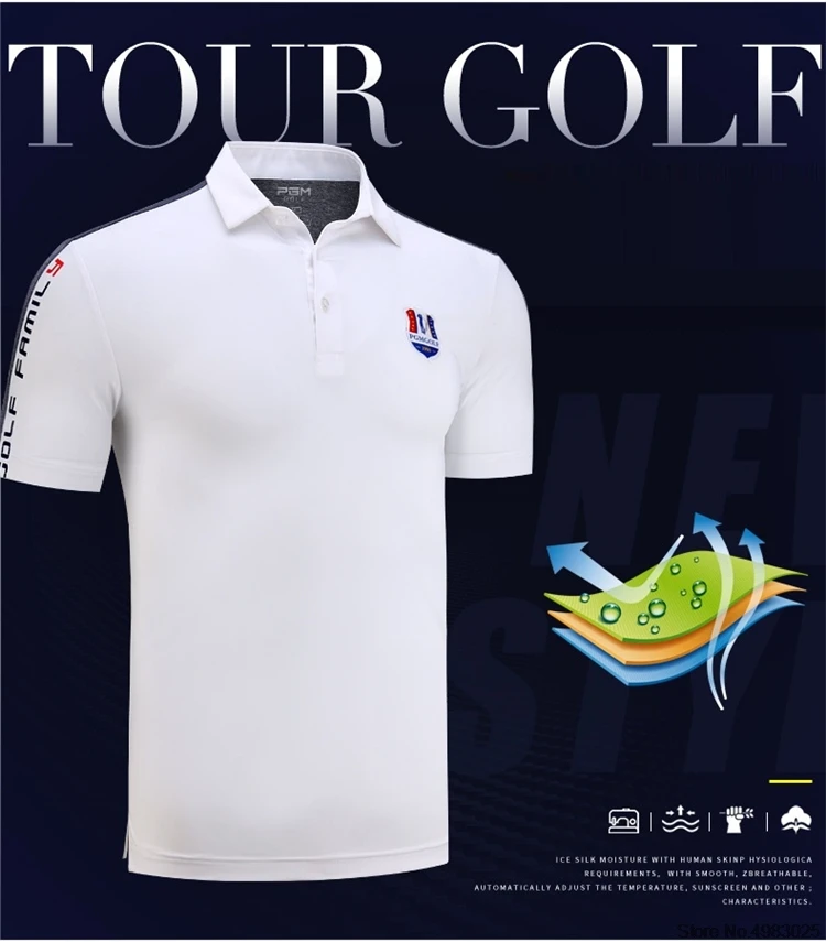 PGM, мужская рубашка для гольфа с отложным воротником, мужская майка с коротким рукавом, топы для похудения, дышащая, анти-пот, спортивная одежда для тенниса, гольфа, D0708