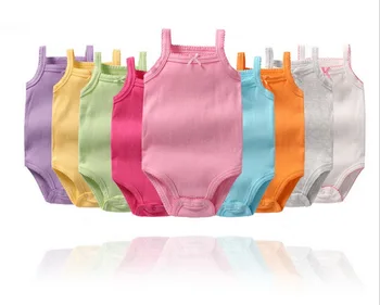 

DHL 100pcs Summer Baby Pure Cotton Onesie Sleeveless Bebe Coveralls One Piece Jumpsuit Children's Costumes Romper