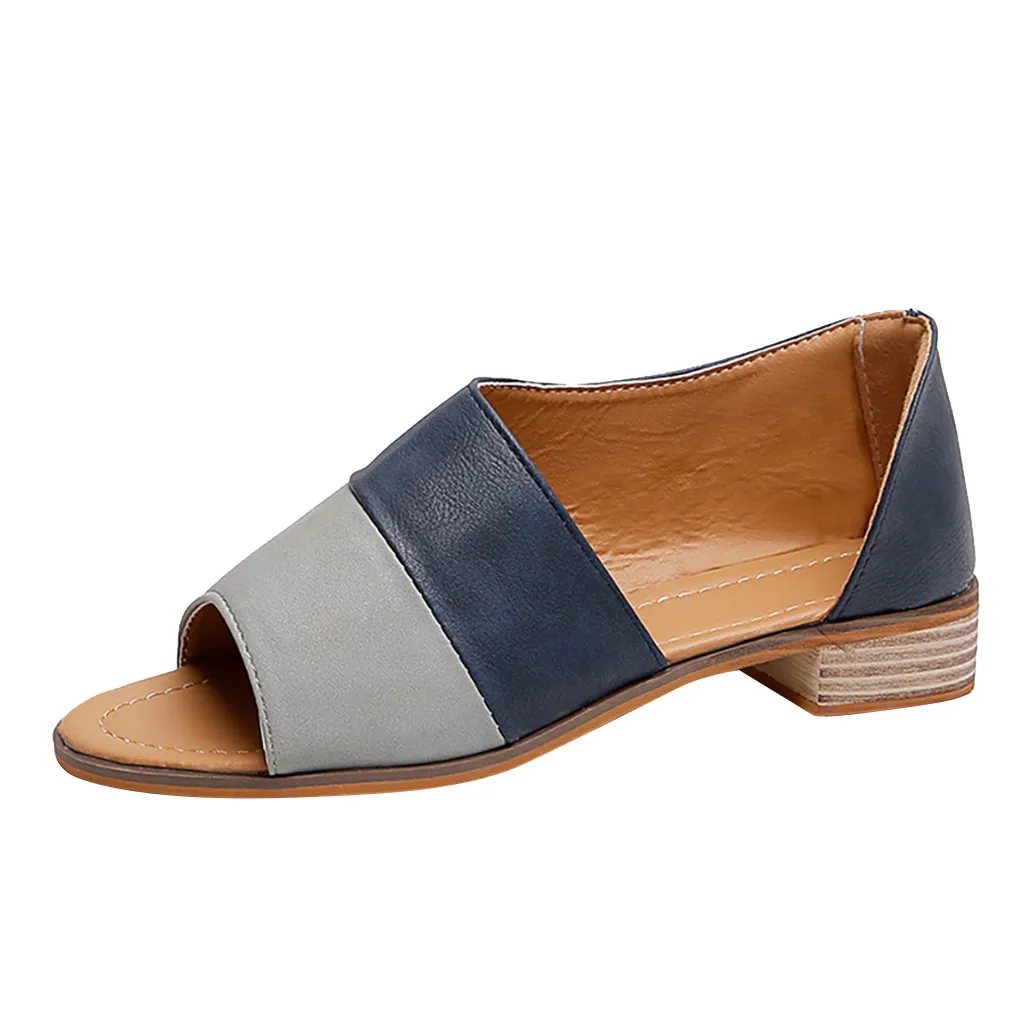 

SAGACE Women Roman Peep Toe Mixed Colors Low Square Heel Large Size Sandals Shoes Peep Toe Gladiator Roman princess Shoe May 16