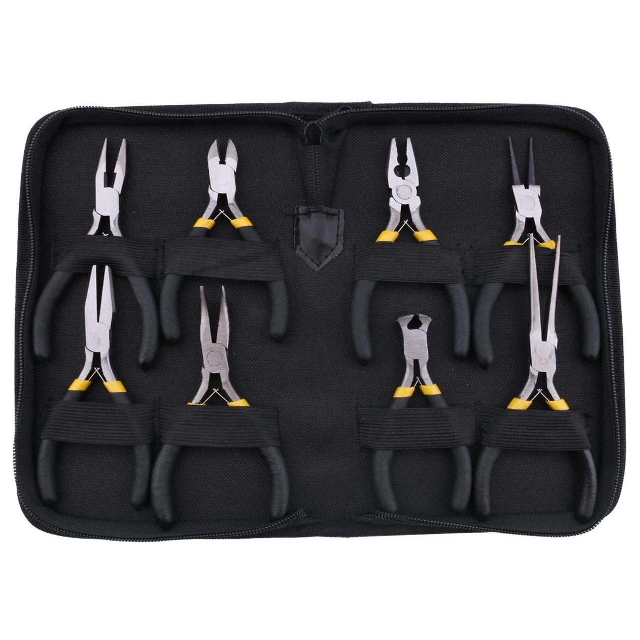 

8PCs Mini Pliers Set, Long Nose with Teeth, Flat Jaw, Round Curve Needle Diagonal Nose Wire End Cutting Cutter Linesman Pliers