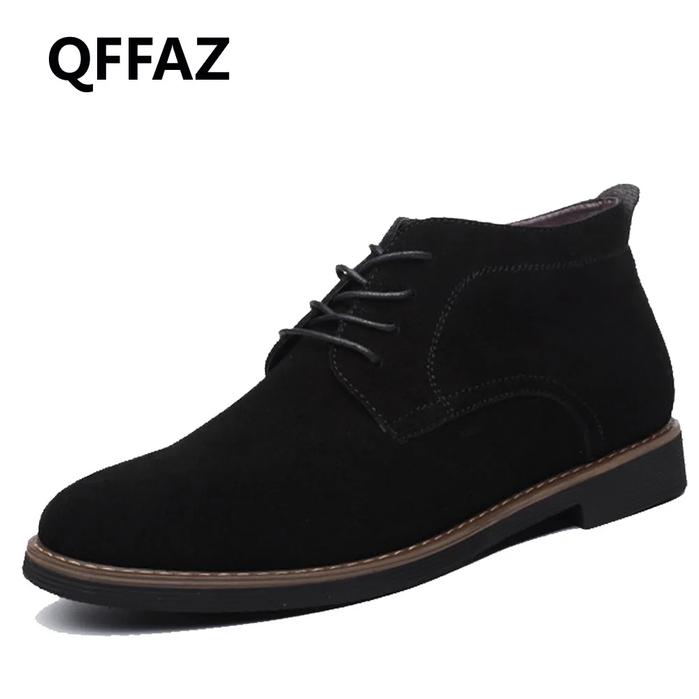 QFFAZ Brand Male Suede Leather Men Shoes Men Boots Solid Casual Leather ...