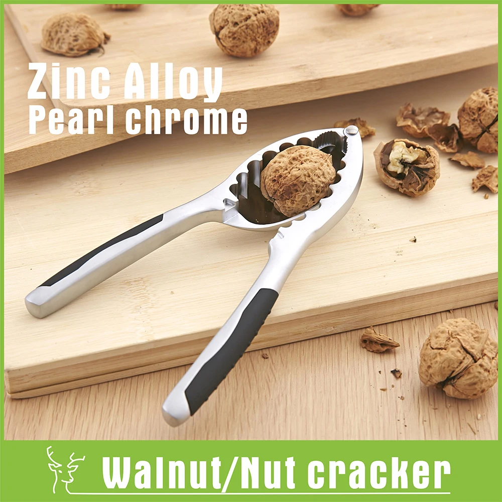 Zinc Alloy Walnut Cracker Quick Nut Cracker with Soft Rubber Grips