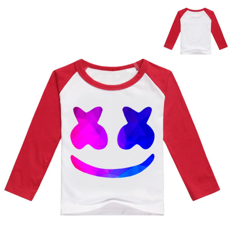 

2019 Spring New Kids Long Sleeve Tees Cotton Boys marshmello Tshirts Girl's Casual Clothing Teen Summer Tops