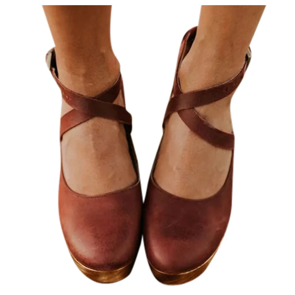 SAGACE/Женская обувь; модная обувь на плоской танкетке с круглым носком; обувь на ремешке с пряжкой; Элегантные ботильоны на толстой подошве; zapatos de mujer; Прямая поставка; May21