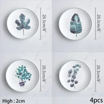 4 шт. фарфоровые тарелки ручной работы для растений, рождественский подарок, керамическое блюдо, блюдце-поддон, Рождественская посуда, для торта, кондитерских изделий, фруктов, десертов, тарелка, Новинка - Цвет: DS3395