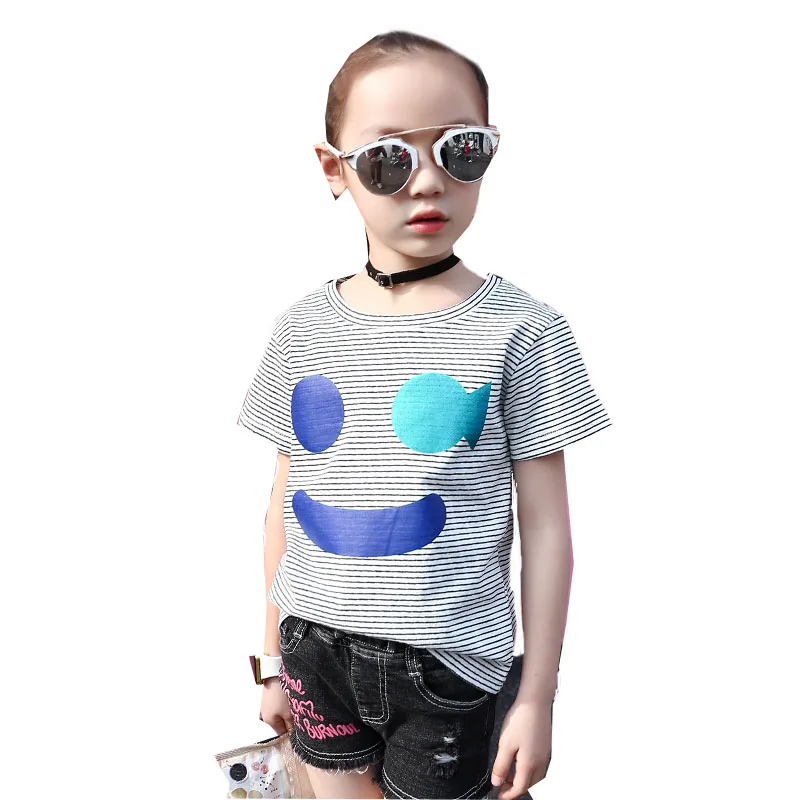Girl t shirt top tees shirts children blouse t shirts carton smile