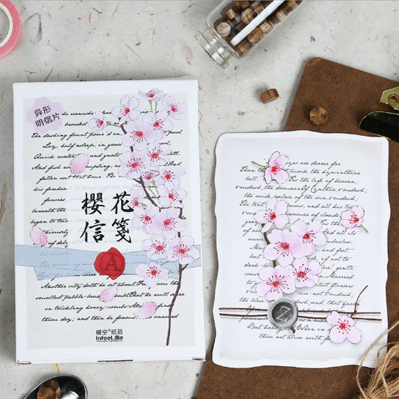 

30 pcs/lot cherry blossom letters Greeting Card Postcard Birthday greeting card Letter Envelope Gift Card Set Message Card