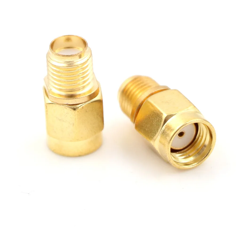 

2 Pieces RP SMA Female to SMA Male Plug Connector Adapter Goldplated Straight RF SMA Connector