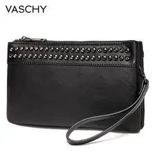 VASCHY, модная женская сумочка на запястье, клатч, кошельки, большие заклепки, мягкая искусственная кожа, через плечо, вечерний клатч, кошелек для женщин