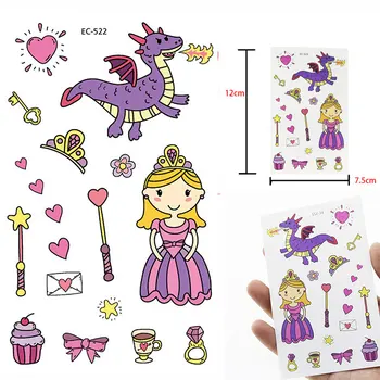 

New Children Temporary Tattoon Cute Princess And Animal Patterns For Girls Tattoo Sticker Body Art Fake Flash Taty