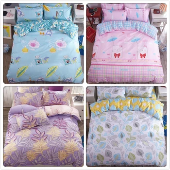 

Pink Blue Gray Purple Duvet Cover 3/4 pcs pieces Bedding Set Kids Bed Linen Full King Queen Twin Double Single Size 1.5m 1.8m 2m