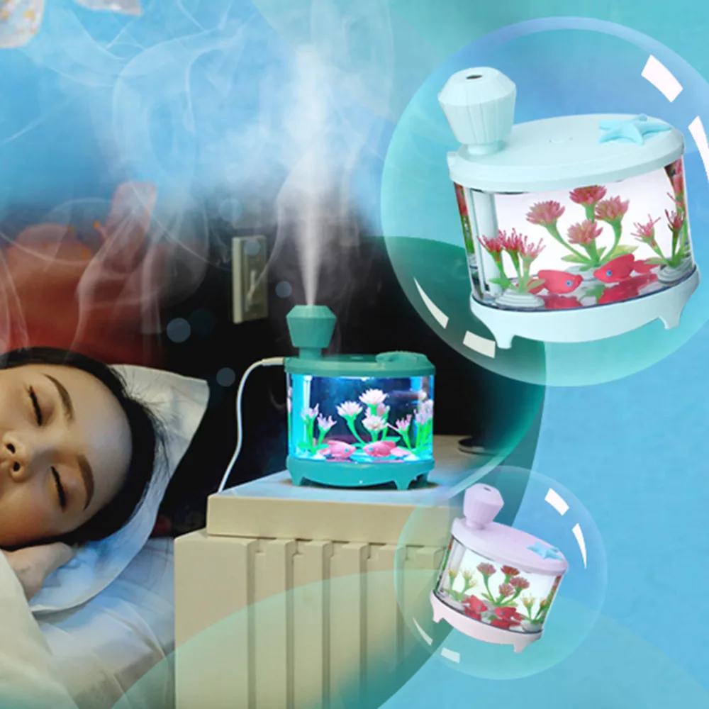 

460ml 41-60 Square DC 5V USB Aquarium Shaped Luminous Night Light Humidifier Air Cleaner Aroma Diffuser Mist Maker for Home