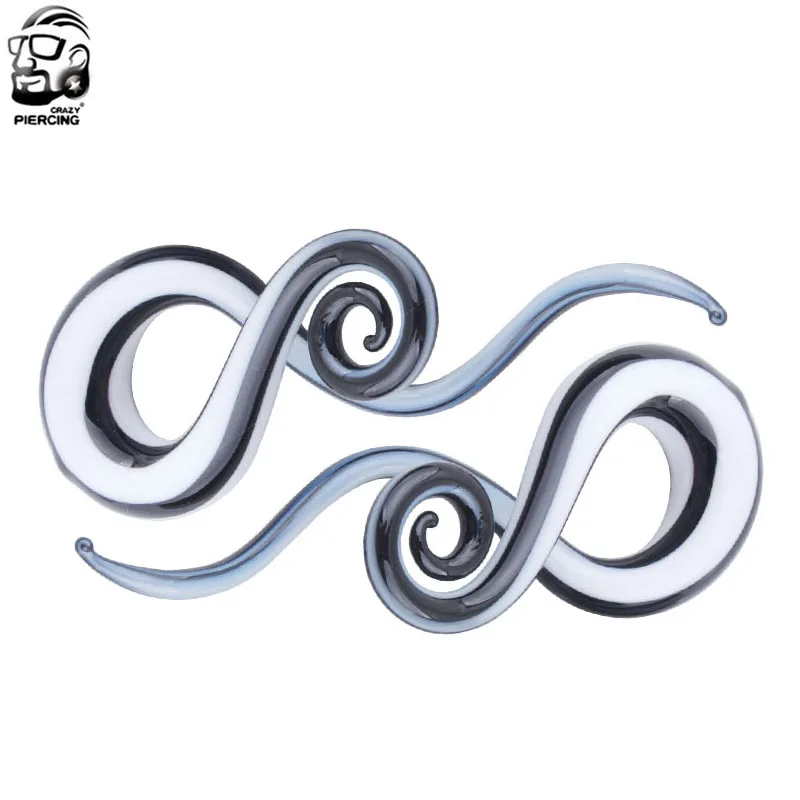 

New Product 1 pair Pyrex Glass Ear Spiral Taper Gauge Ear Plug Expander Stretcher Flesh Tunnel Piercing 5-12mm